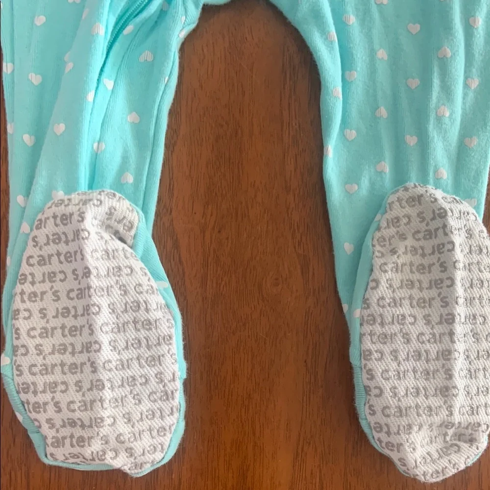 🍊5/$25 NWOT Carter's Blue and Pink Footies with Full-Length Zipper size 18m - Picture 3 of 7
